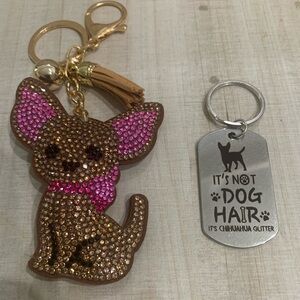 Rhinestone Chihuahua Keychain - Pink & Brown Glitter ( NWOT )